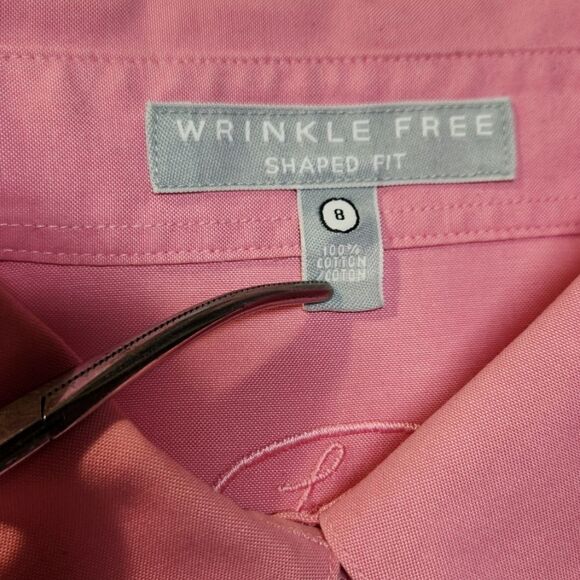 Foxcroft Top Shaped Fit Pinpoint Essential No Iron Shirt Wrinkle Free Pink 8 - Picture 9 of 9